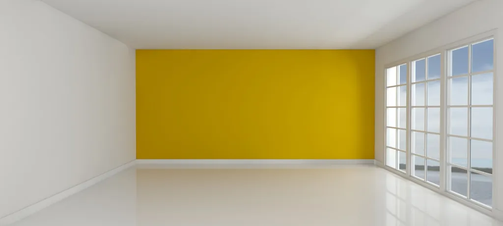 Empty room with a yellow feature wall